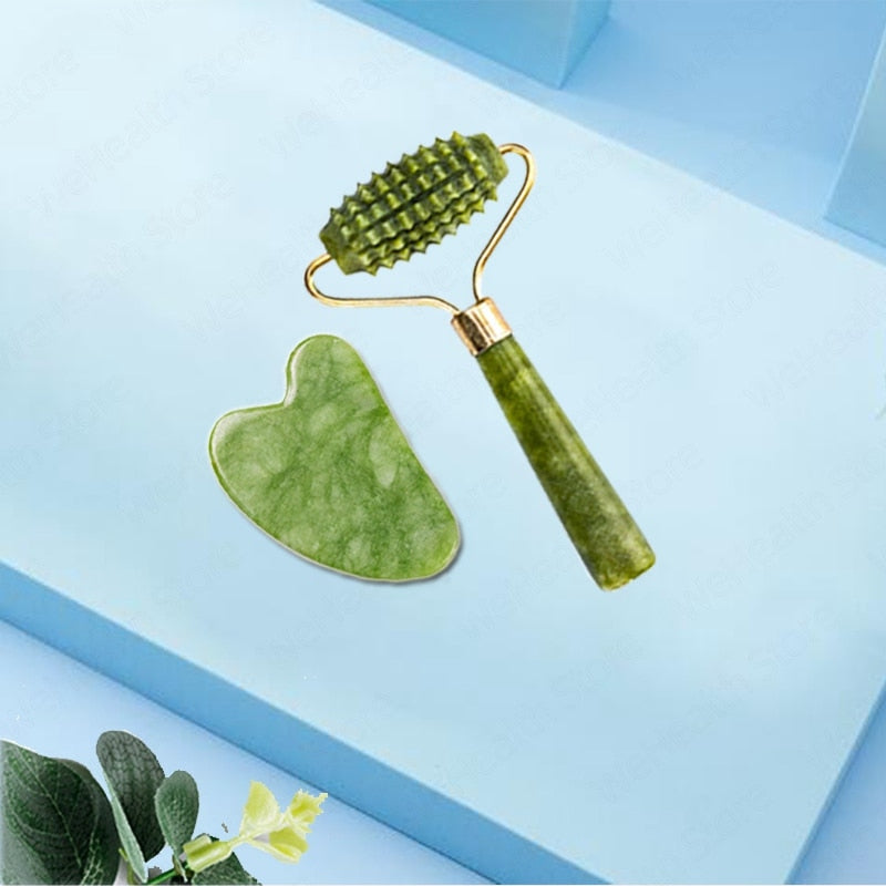 Natural Face Massager Gua Sha Jade Roller Face Massage Tool Set Face For Massager Guasha Facial Neck Skin Beauty Care Set