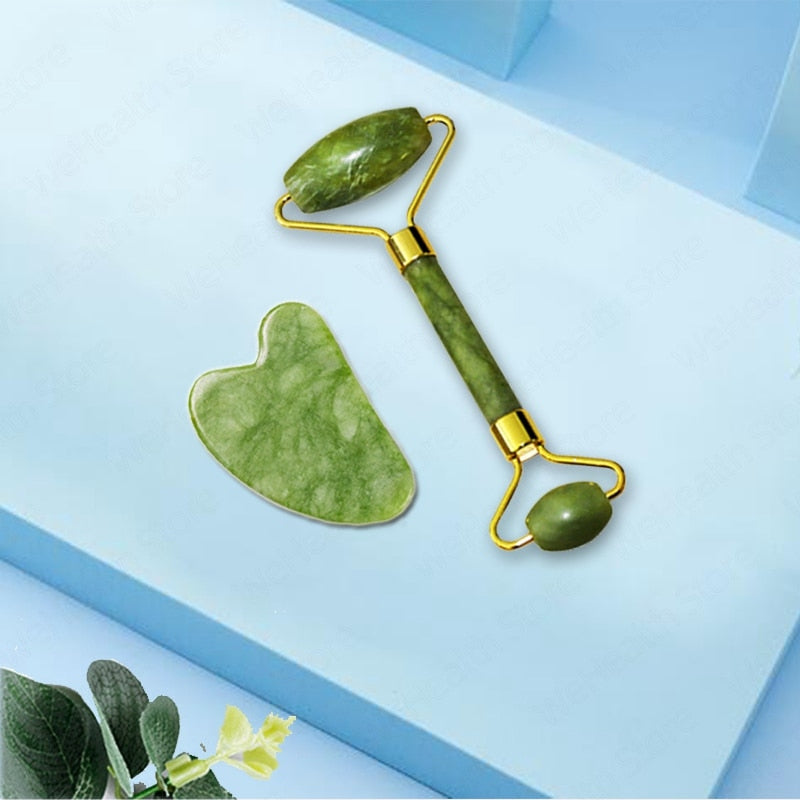 Natural Face Massager Gua Sha Jade Roller Face Massage Tool Set Face For Massager Guasha Facial Neck Skin Beauty Care Set