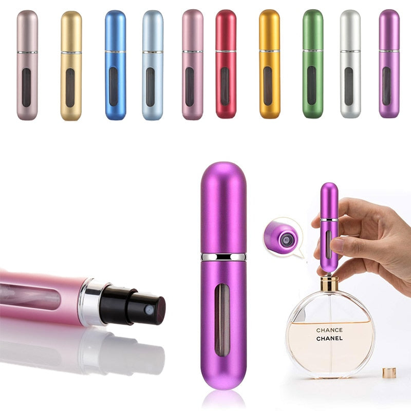  Portable Mini Refillable Perfume Atomizer Bottle Refillable  Spray, Atomizer Perfume Bottle, Scent Pump Case, Perfume Atomizer Refillable  Travel (5ml, 5 Pack) (Pink, Gold, Black, Silver, Blue) : Beauty & Personal  Care